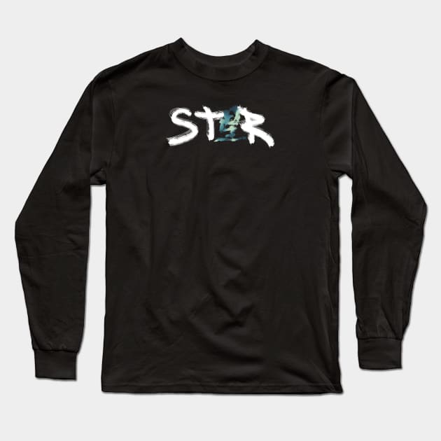 Kanji Star Calligraphy Long Sleeve T-Shirt by ptc96